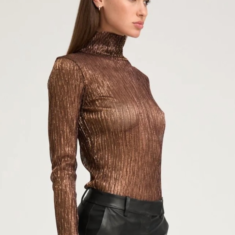 Metallic Bronze Mock Neck - Picture 3 of 8